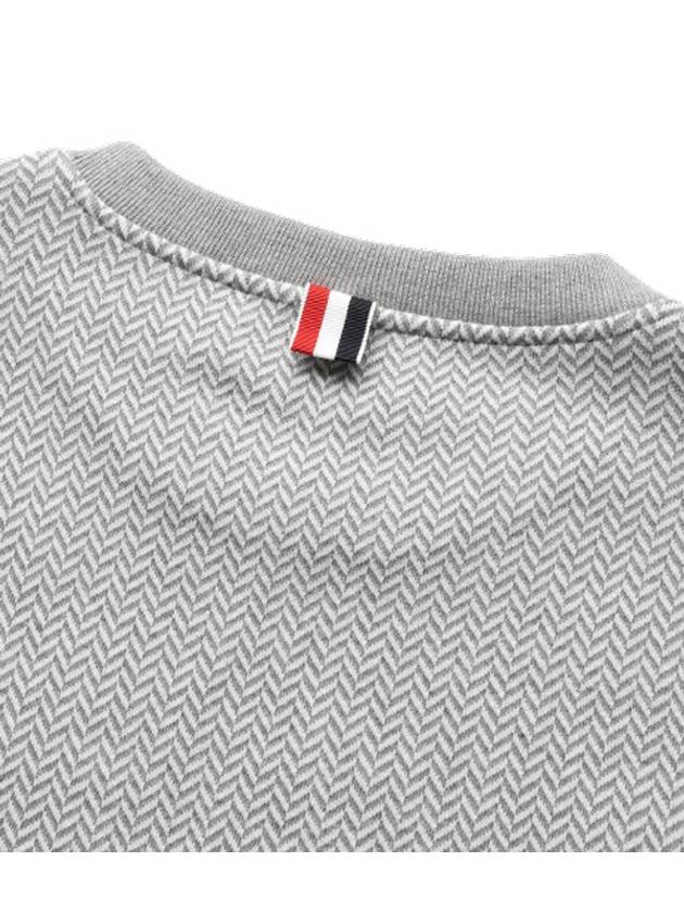 Men's Trimmed Herringbone Cotton Sweatshirt Grey - THOM BROWNE - BALAAN 4