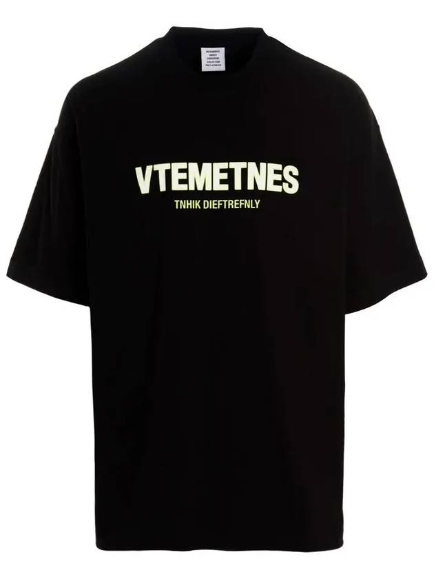 Neon Logo Printing Short Sleeve T-Shirt Black - VETEMENTS - BALAAN 2