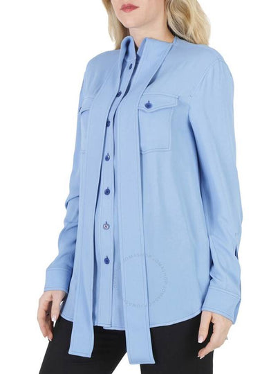 Burberry Ladies Soft Cornflower Blue Ollyrl Pussybow Shirt, Brand Size 4 (US Size 2) - BURBERRY - BALAAN 2