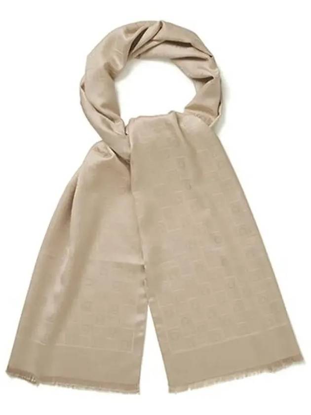 Monogram Jacquard Muffler Stone Grey - SALVATORE FERRAGAMO - BALAAN 5