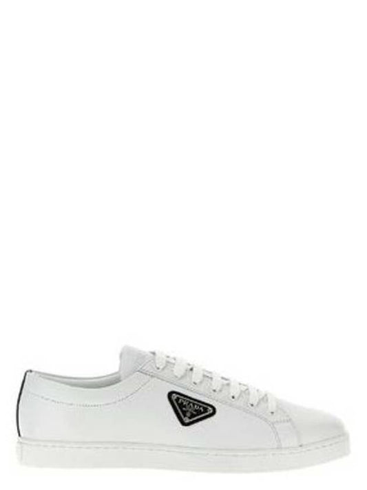 Brushed Leather Sneakers White Black - PRADA - BALAAN 2