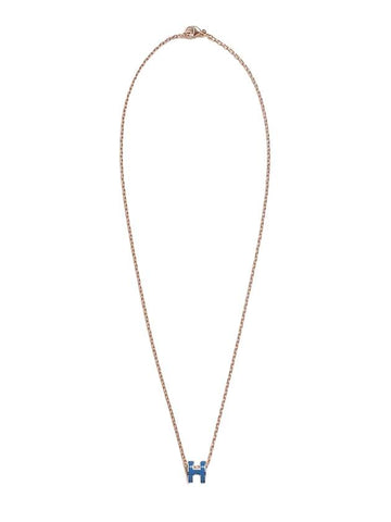 Mini Pop H Pendant Necklace Gold Blue - HERMES - BALAAN 1