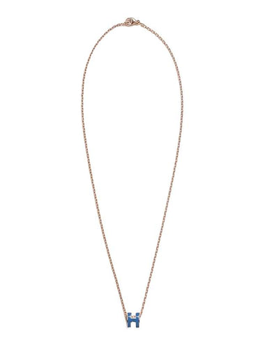 Mini Pop H Pendant Necklace Gold Blue - HERMES - BALAAN 1