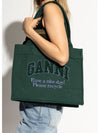 Logo Tote Bag Shoulder Green Women s - GANNI - BALAAN 5