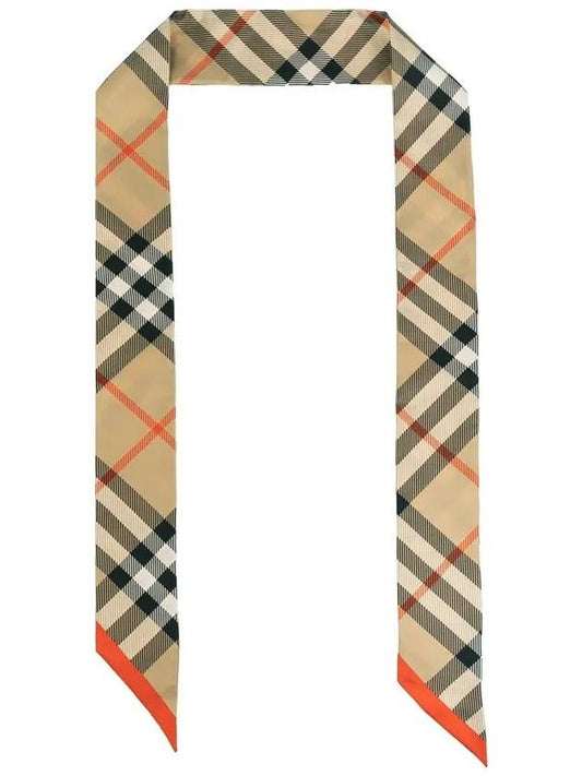 Check Red Hem Silk Scarf Beige - BURBERRY - BALAAN 2