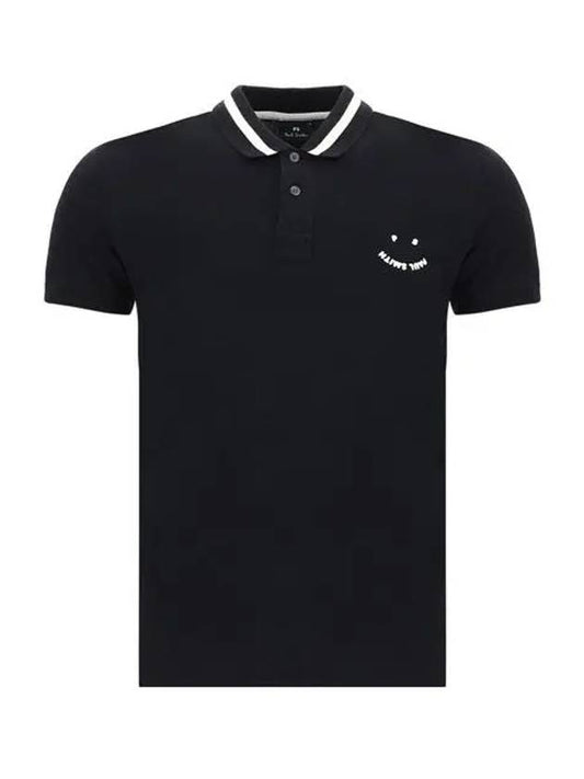 Smile Logo Short Sleeve PK Shirt Black - PAUL SMITH - BALAAN.