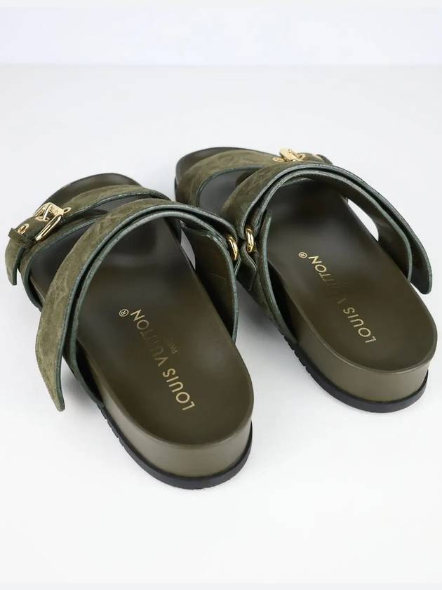 Bom Dia Flat Comfort Mule Sandals Khaki 37 1ABOYX - LOUIS VUITTON - BALAAN 3