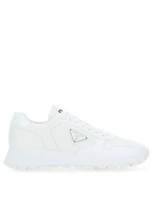 Prax 01 Re-Nylon Brushed Leather Low-Top Sneakers White - PRADA - BALAAN 2