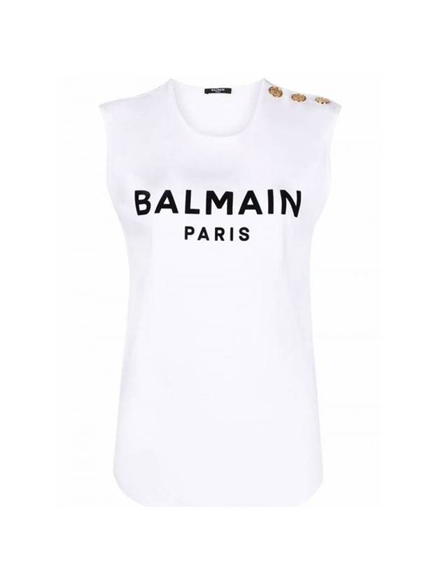 logo print sleeveless white - BALMAIN - BALAAN.