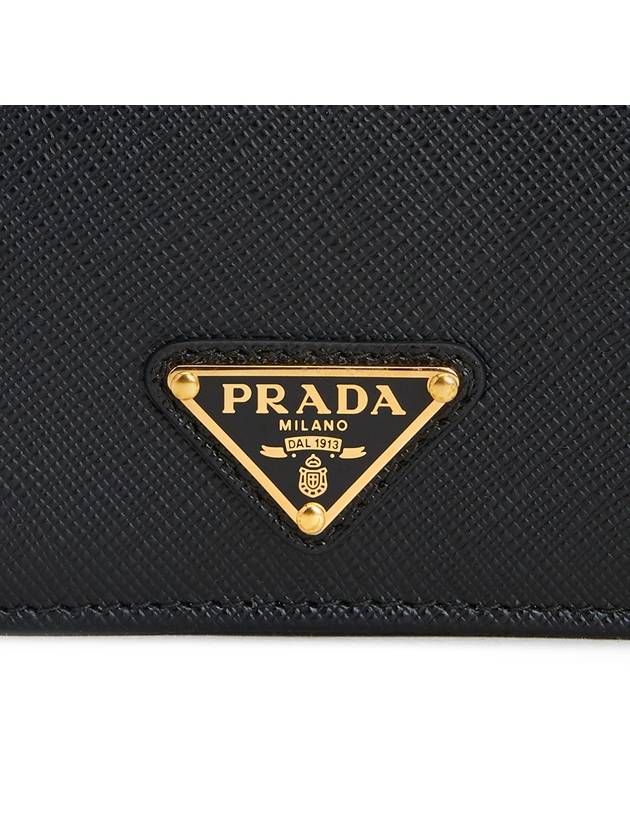 Gold Hardware Triangle Logo Saffiano Half Wallet Black - PRADA - BALAAN 8