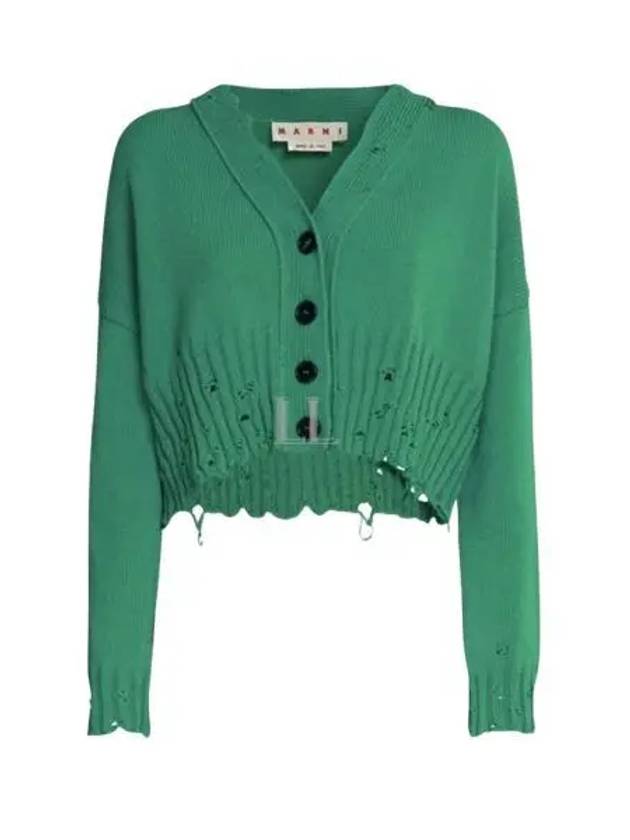 Cotton Crop Cardigan Green - MARNI - BALAAN 2