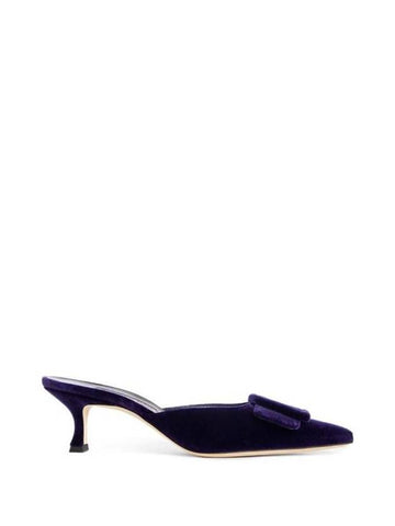 Maysale velvet buckle detail mule purple - MANOLO BLAHNIK - BALAAN 1