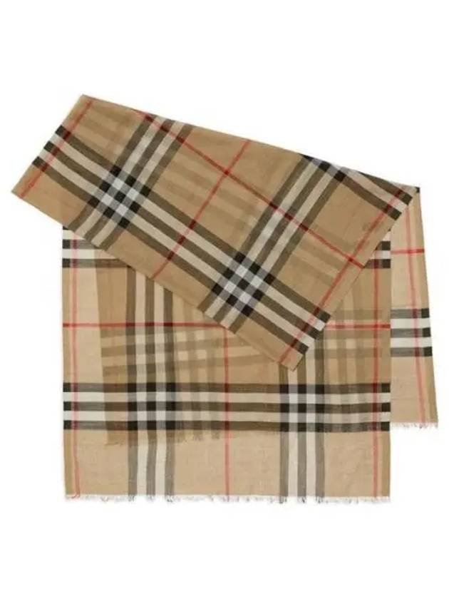 Check Wool Silk Scarf Beige - BURBERRY - BALAAN 2