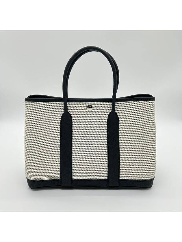 Garden Party 30 Bag Twill Negonda Tote Bag Ecru Noir - HERMES - BALAAN 3