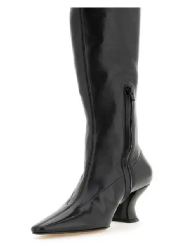 Almond Nappa Leather Heel Long Boots Black - BOTTEGA VENETA - BALAAN 2