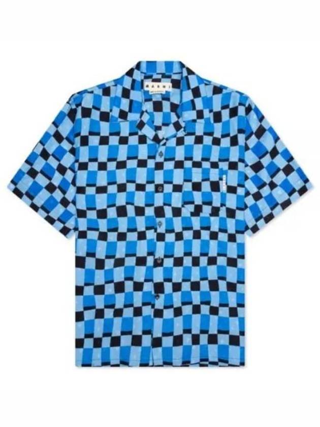 Check Pattern Bowling Short Sleeve Shirt Blue - MARNI - BALAAN 2