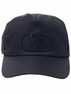 V Embroidered Logo Nylon Ball Cap Black - VALENTINO - BALAAN 3