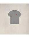 Small Heart Logo Short Sleeve T-Shirt Grey - AMI - BALAAN 2