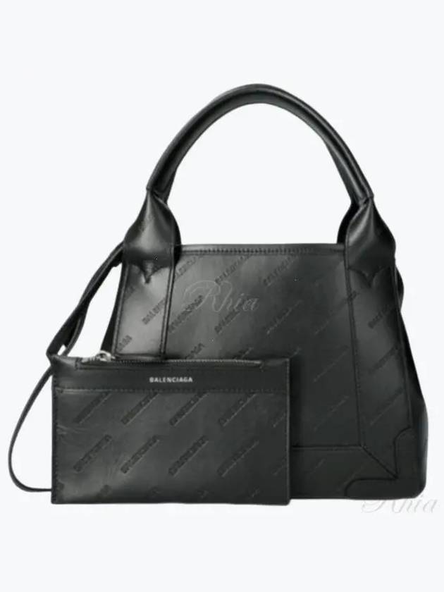 Navy XS Embossed Logo Tote Bag Black - BALENCIAGA - BALAAN 2