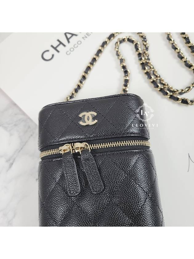 Classic Cosmetic Case Chain Phone Holder Mini Bag Black - CHANEL - BALAAN.