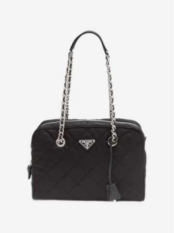 Prada Pocono Nylon Quilted Chain Shoulder Bag Black - PRADA - BALAAN 1