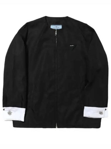 Triangle patch nylon blouson jacket - PRADA - BALAAN 1