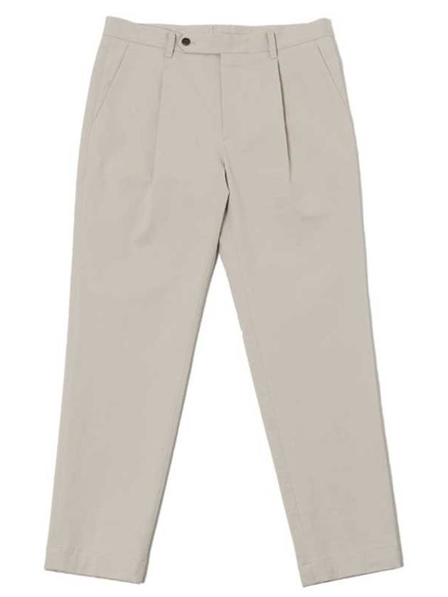 Tapered fit one tuck cotton pants SANDBEIGE - BLACKBROWN - BALAAN 1