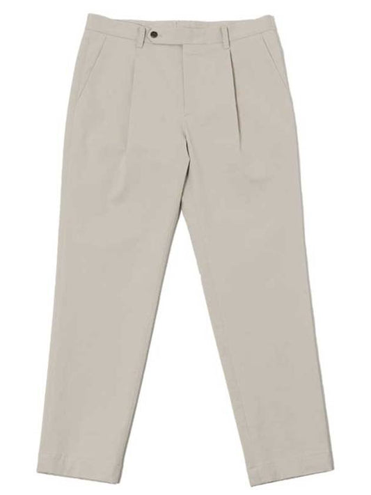 Tapered fit one tuck cotton pants SANDBEIGE - BLACKBROWN - BALAAN 1