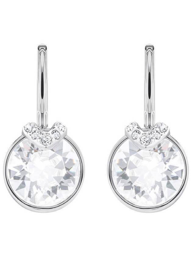 Bella V Drop Crystal Round Cut Earrings Silver - SWAROVSKI - BALAAN 1