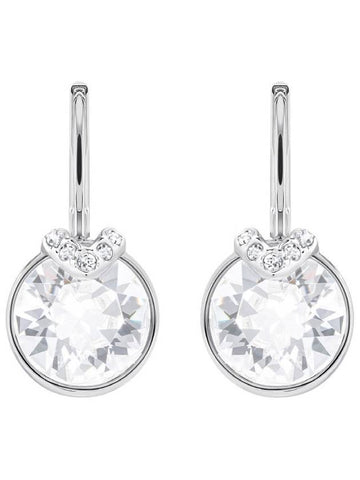 Bella V Drop Crystal Round Cut Earrings Silver - SWAROVSKI - BALAAN 1