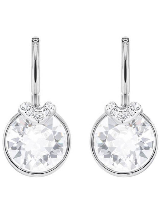 Bella V Drop Crystal Round Cut Earrings Silver - SWAROVSKI - BALAAN 1