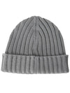 Extra Fine Merino Wool Logo Beanie Grey - CP COMPANY - BALAAN 3