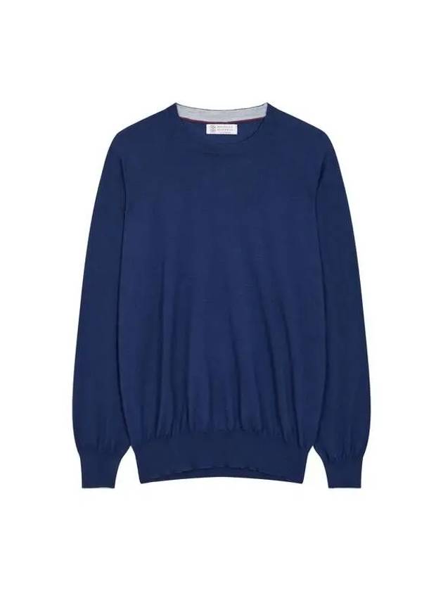 Men s Cashmere Wool Crew Neck Knit Light Navy 270066 - BRUNELLO CUCINELLI - BALAAN 1