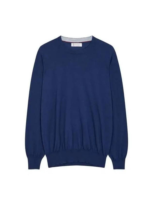 Shimaeul 8th Anniversary 10 e Point 9 8 Men s Cashmere Wool Crew Neck Knit Light Navy 270066 - BRUNELLO CUCINELLI - BALAAN 1