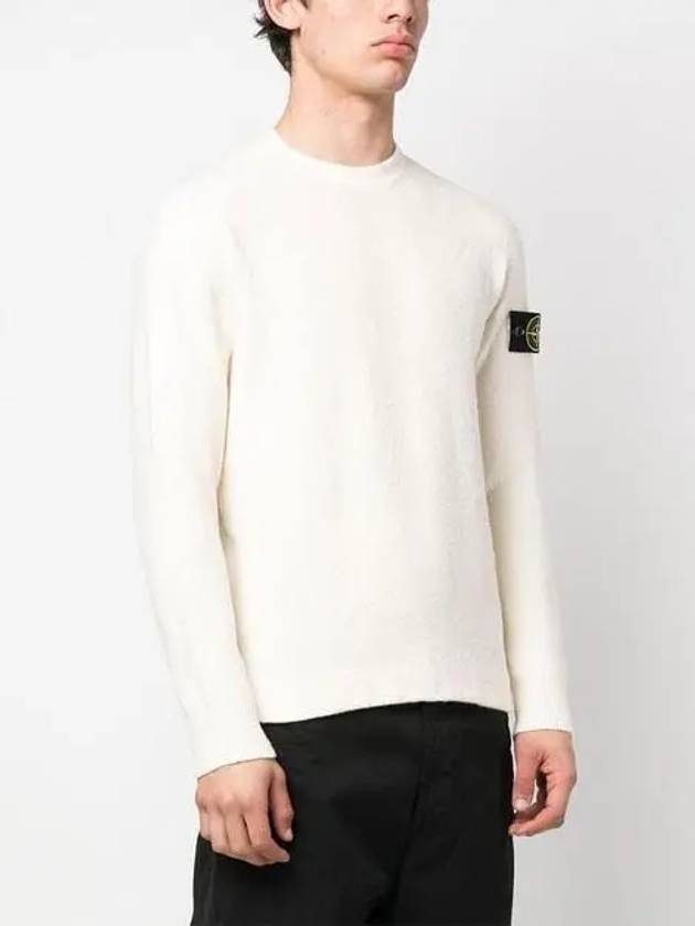 Raw Cotton Badge Crew Neck Knit Top Ivory - STONE ISLAND - BALAAN 3