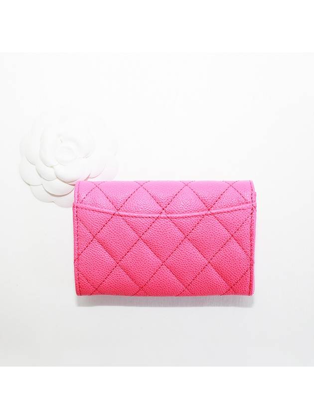 Classic Card Holder Grained Shiny Calfskin Gold Metal Fuchsia - CHANEL - BALAAN 4