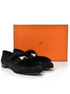 H Mink Fur Suede Loafers Black - HERMES - BALAAN 5