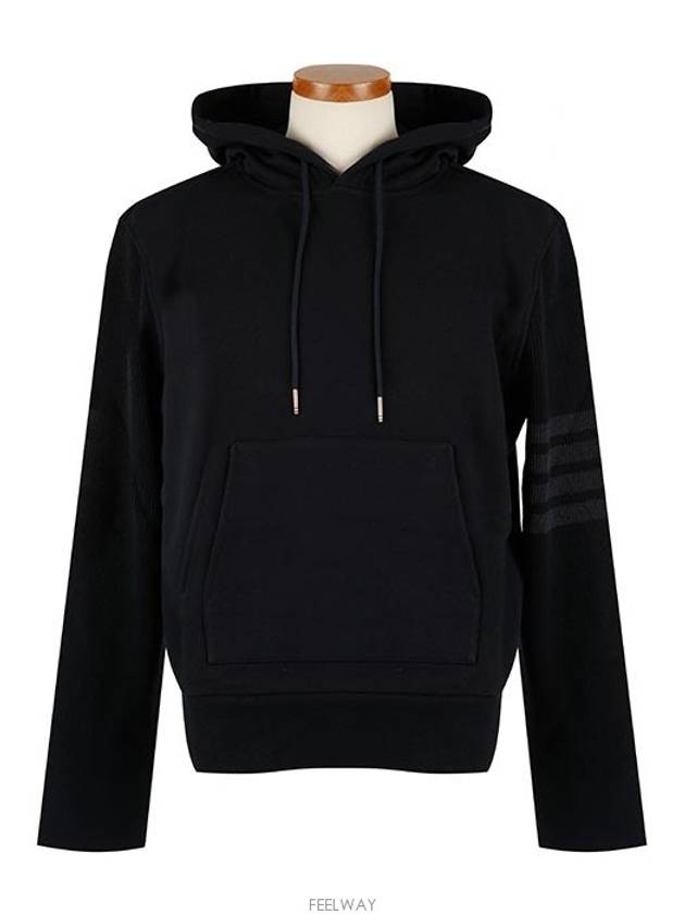 Classic Loopback 4-Bar Cotton Hoodie Navy - THOM BROWNE - BALAAN 3