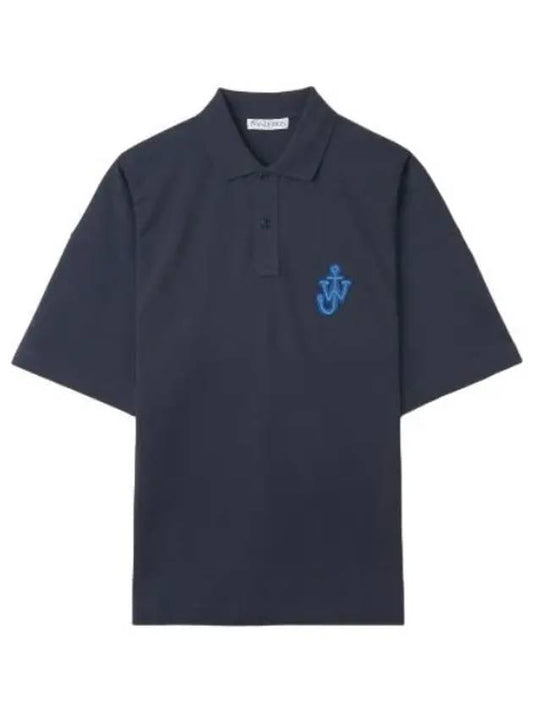 Anchor Logo Polo Shirt Navy Collar T - JW ANDERSON - BALAAN 1