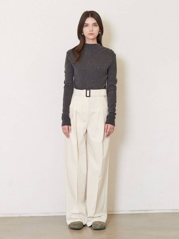 Cotton Belted Wide Pants Ivory - JUN BY JUN K - BALAAN 4