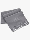 Embroidered Logo Wool Muffler Grey - VIVIENNE WESTWOOD - BALAAN 5