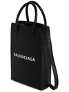 Shopping Logo Leather Top Button Phone Holder Crossbody Bag Black - BALENCIAGA - BALAAN 2