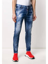 Men's Logo Patch Spot Painting Diss Dean Skinny Jeans Blue - DSQUARED2 - BALAAN 4