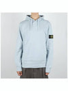 Logo Patch Cotton Fleece Hoodie Light Blue - STONE ISLAND - BALAAN 3