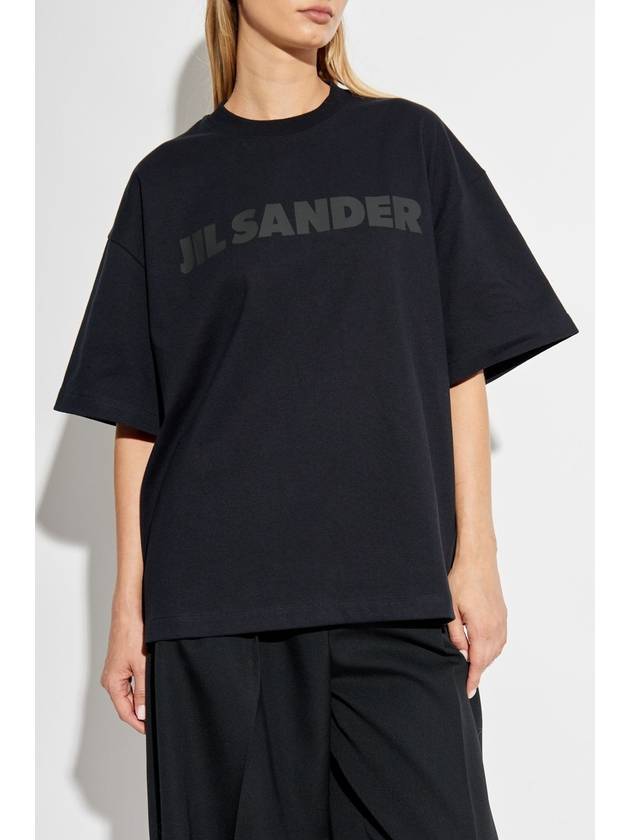 Logo Print Short Sleeve T-Shirt Black - JIL SANDER - BALAAN 4