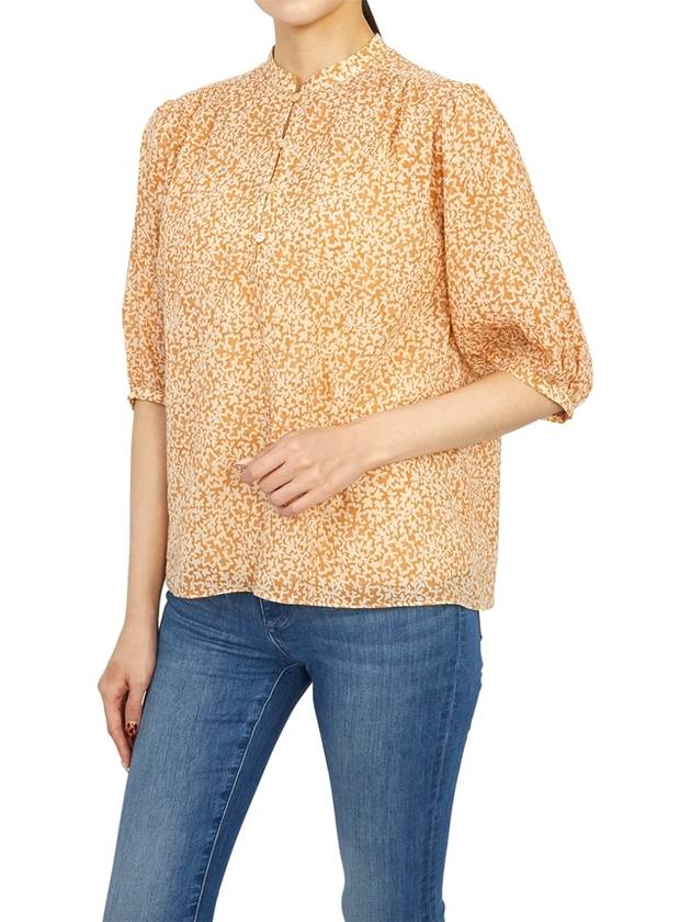 Women's Half Button Rami Cotton Blouse Mustard - VANESSA BRUNO - BALAAN 6