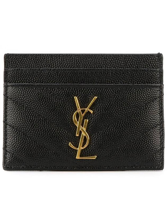 Gold Hardware Matelasse Caviar Leather Card Wallet Black - SAINT LAURENT - BALAAN 2