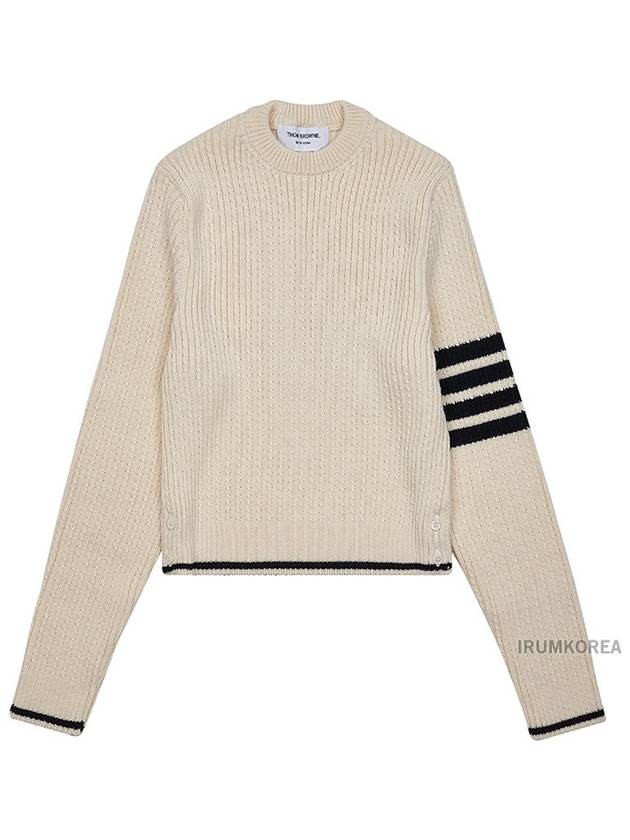 4 Bar Stripe Cable Knit Top White - THOM BROWNE - BALAAN 2