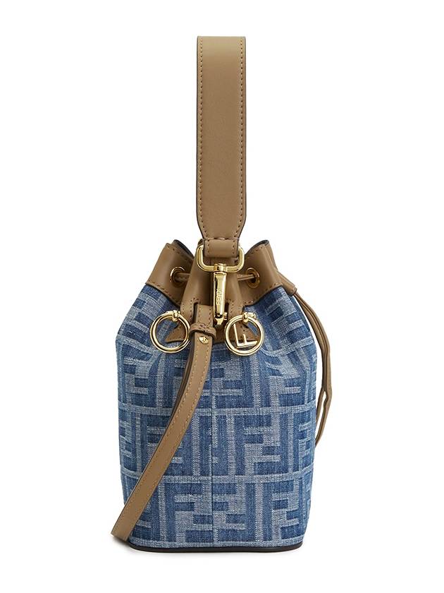 Mon Tresor FF Logo Denim Bucket Bag Light Blue - FENDI - BALAAN 3