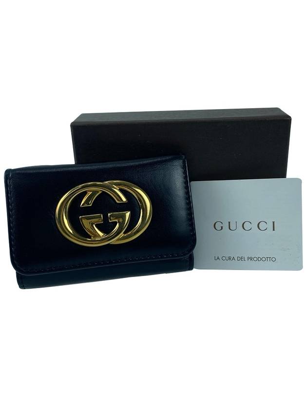 162763 496334 Gold GG Logo Black 3fold Key Case - GUCCI - BALAAN 6